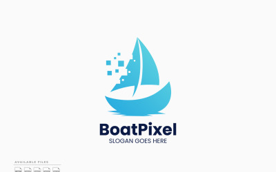 Boat Pixel Logo Template Vector Design