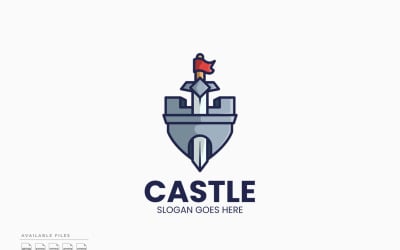 Modello di logo del castello della spada - Design vettoriale