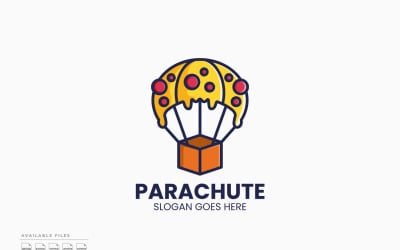 Paraşüt Pizza Logo Şablonu Vektör Tasarımı