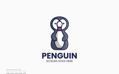 Penguin Bowling Logo Sjabloon Vector Ontwerp