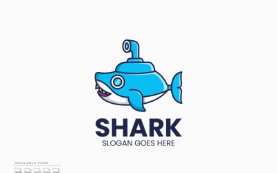 Szablon logo łodzi podwodnej Shark Vector Design