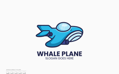 Whale Plane Logo Template Vector Design