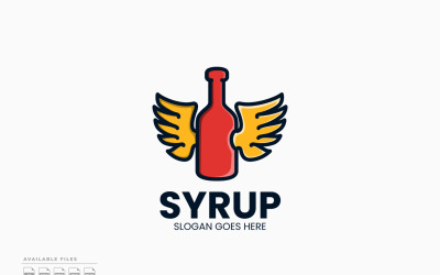 Wings Syrup Logo Şablonu Vektör Tasarımı