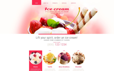 Reszponzív Ice Cream Weboldal sablon 52713