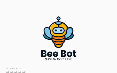 Bee Bot Logo Template Vector Design