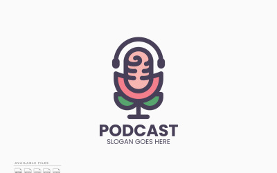 Blomma Podcast Logotyp Mall Vektor Design