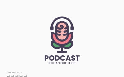 Blumen-Podcast-Logo-Vorlage, Vektordesign