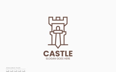 Castle Sword Logo Şablonu Vektör Tasarımı