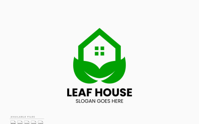 Leaf House Logo Şablonu Vektör Tasarımı