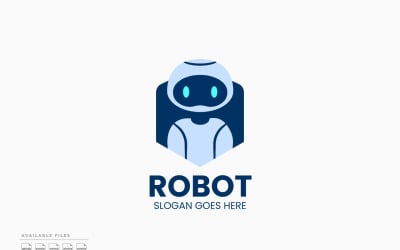 Šablona loga robota Vektorový design plochý