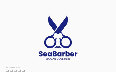 Sea Barber Logo Template Vector Design