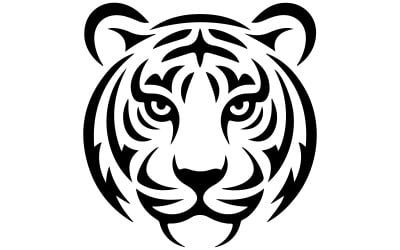 A vector graphics logo the stylized face of a tiger