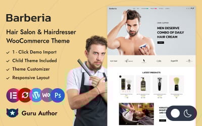 Barberia - Berber &amp;amp; Kuaför Salonu Elementor WooCommerce Duyarlı Tema