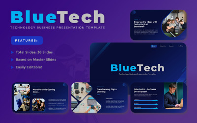 BlueTech - Modelo de Slides do Google para Negócios de Tecnologia
