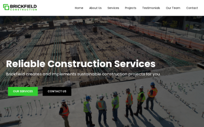 BrickField – Modern építési HTML landing page sablon