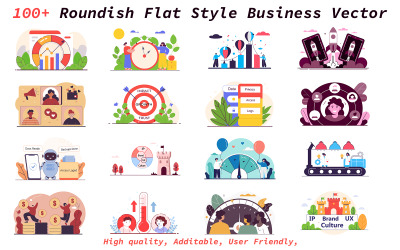 100+ Roundish flat style business vector