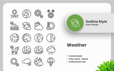 20 Set of Weather Vol 2 Outline Icon Collection