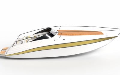 3D-model van een modern jachtvoertuig