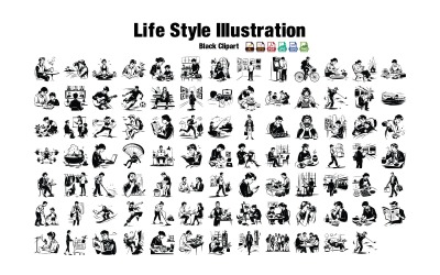 Illustrations vectorielles du quotidien | Clipart de vie à la maison confortable | Soins personnels, lecture, café, IA, EPS