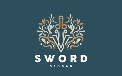 Logotipo de espada, luchador, arma de guerra, vector V3