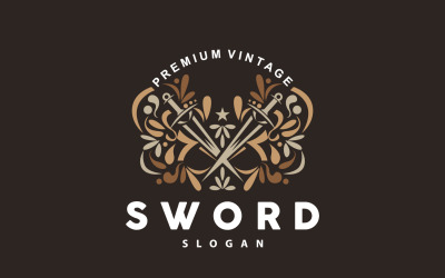 Logotipo de espada, luchador, arma de guerra, vector V4