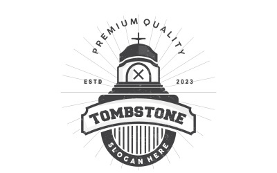 Logotipo de lápida, cementerio, cruz, vector V5