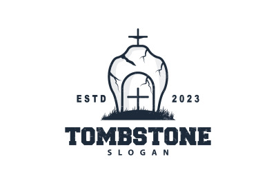 Logotipo de lápida, cementerio, cruz, vector V6