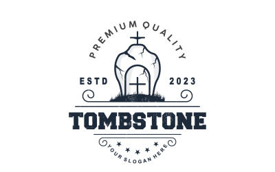 Logotipo de lápida, cementerio, cruz, vector V7