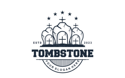 Logotipo de lápida, cementerio, cruz, vector V8