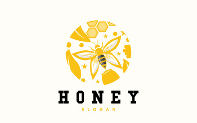 Logotipo de miel, abeja, animal, vector V5