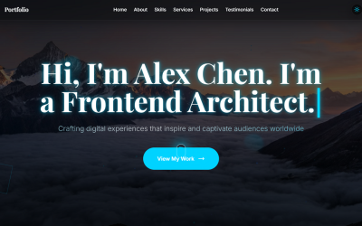Vizionárius portfólió - Modern Glass Morphism React sablon