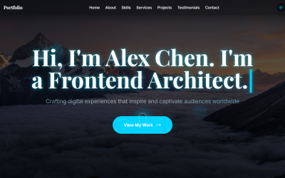 Wizjonerskie portfolio - nowoczesny szablon React Glass Morphism