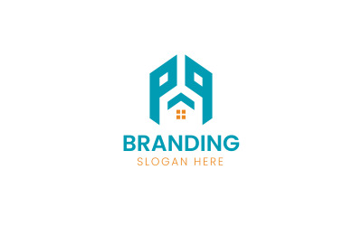 Letter PP hexagon home logo-941
