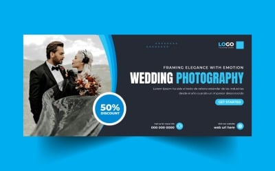 Modello di banner per la copertina dei social media del servizio fotografico di matrimonio