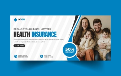 Modelo de banner de capa para mídia social de seguro saúde