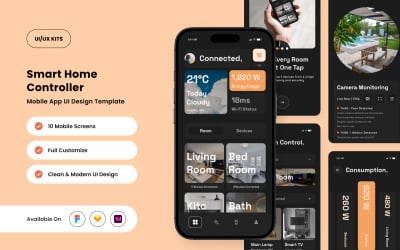 Arklo – Modelo de design de interface de usuário para aplicativo de controle residencial