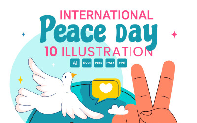 10 illustrationer för den internationella fredsdagen