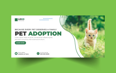 Modèle de bannière de couverture pour les réseaux sociaux d&amp;#39;un service d&amp;#39;adoption d&amp;#39;animaux de compagnie