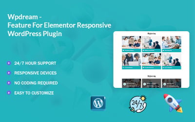 Wpdream - Icono de función y cuadro de imagen para el plugin Elementor de WordPress