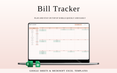Bill Tracker Calendar Template Excel and Google Sheets