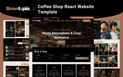 Brewtopia – Kahve Dükkanı React Web Sitesi Şablonu