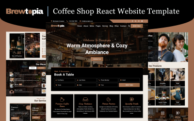 Brewtopia – Modèle de site web React pour café