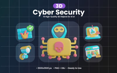 Cyber Security 3D Icon Design