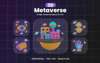 Дизайн пакету 3D-іконок Metaverse