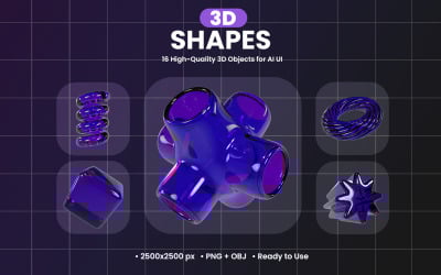 Geometric Shapes 3D Icon Pack
