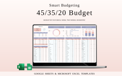 45/35/20 Budget Spreadsheet Template | Excel and Google Sheets