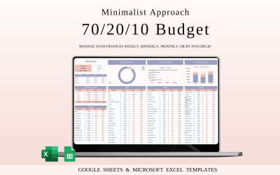70/20/10 Budget Spreadsheet Template | Excel and Google Sheets