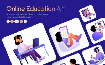 Online Education Illustration Art Set