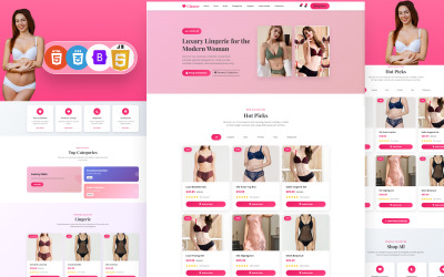 Glamour - HTML-landingspagina-sjabloon voor lingeriewinkel