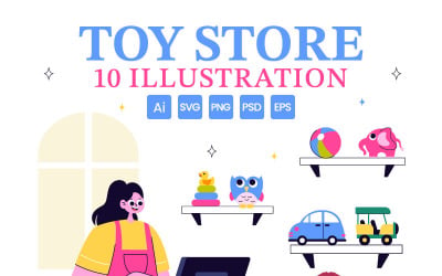 10 Toy Store Vector Illustration